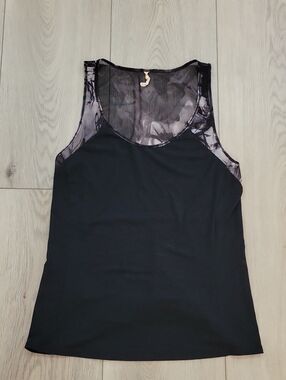 Lucy Black Tank with Sheer Mesh Yoke